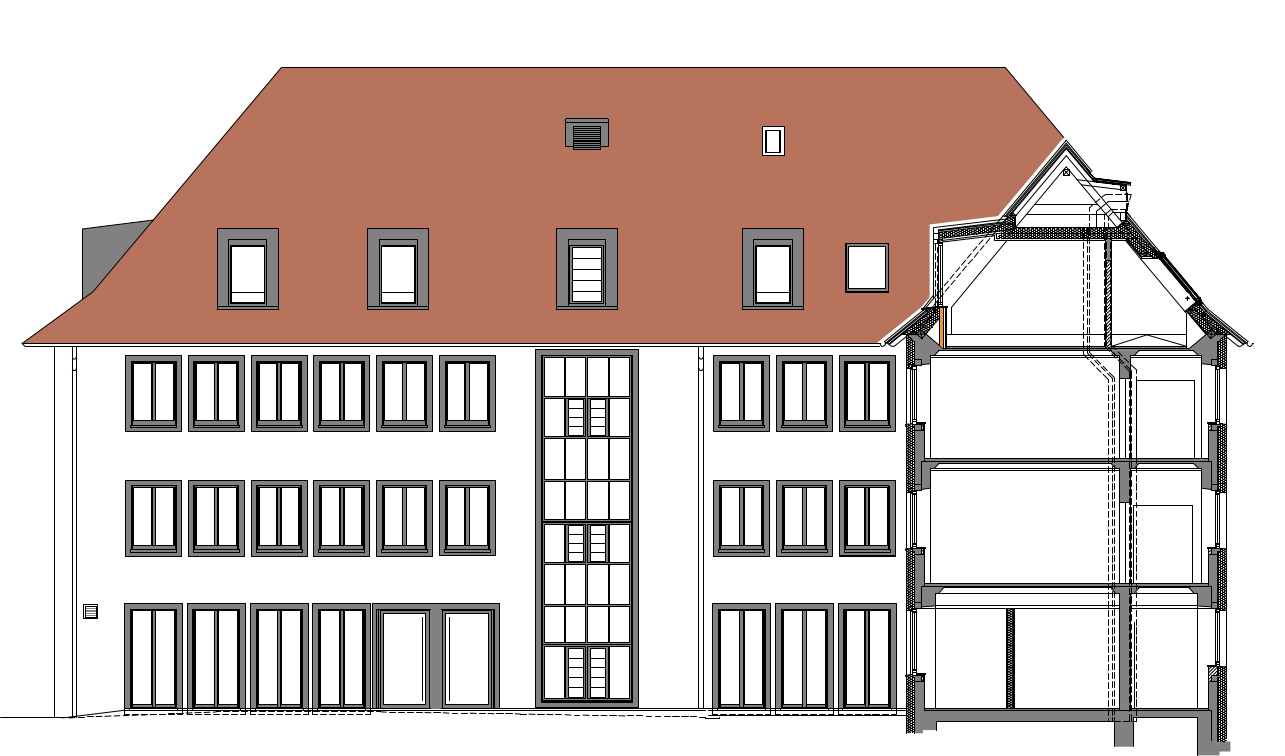 Westbau-Ostansicht